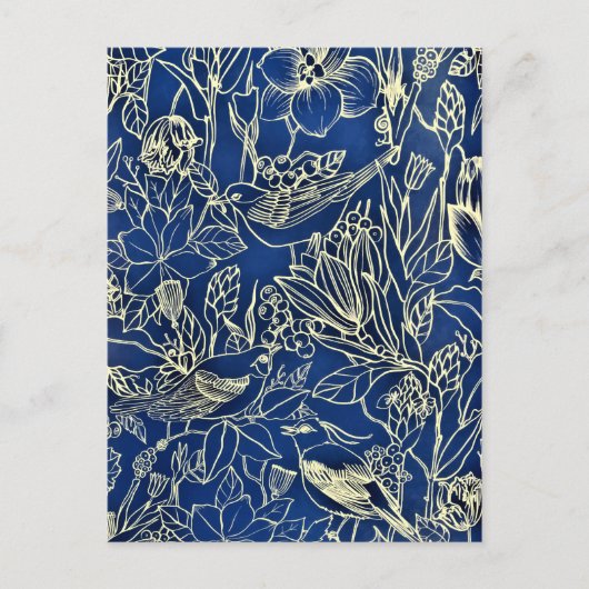 Blossom Blue Glitter Feestdagenkaart (Voorkant)