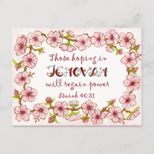 Blossom Border~Hoping in Jehovah~2018 Scripture Briefkaart