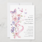 Blossom & Bow Butterfly Baby shower Kaart (Voorkant)