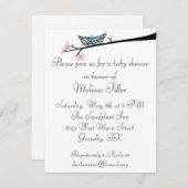 Blossom Branch en Nest Baby shower Invitation Kaart (Voorkant / Achterkant)