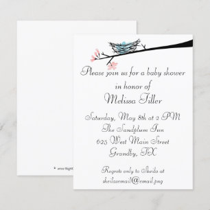 Blossom Branch en Nest Baby shower Invitation Kaart