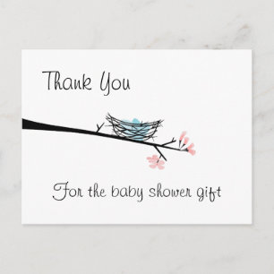 Blossom Branch en Nest Dank U Briefkaart