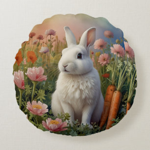 Blossom Bunny & Wortel Patch Ronde Kussen