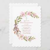 Blossom Crescent Première communion Invitation (Devant / Derrière)