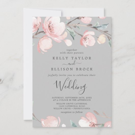 Blossom des cerisiers du printemps | Faire-part de (Devant)