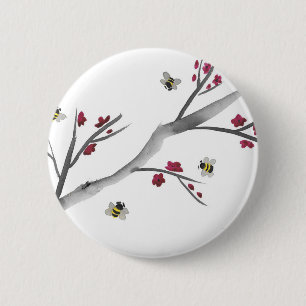 Blossom en bijen ronde button 5,7 cm