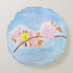 Blossom en tuinvogel rond kussen