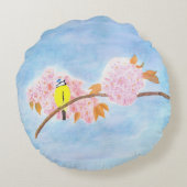 Blossom en tuinvogel rond kussen (Achterkant)