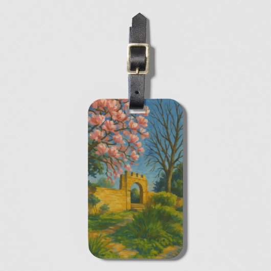 Blossom Gate – Betoverde Tuinschilderij Bagagelabel (Voorkant (verticaal))