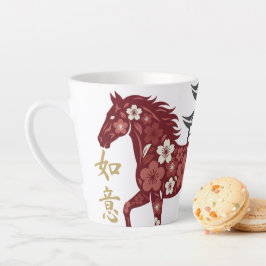 Blossom Horse Lunar Motif – Custom New Year Latte Mok