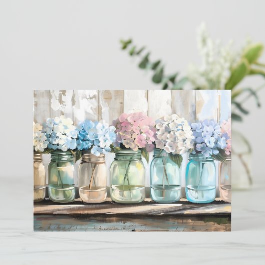  Blossom Hydrangea Mason Jars Aankondiging (Staand voorkant)