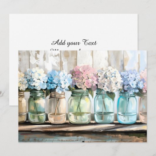  Blossom Hydrangea Mason Jars Aankondiging (Voorkant / Achterkant)