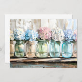  Blossom Hydrangea Mason Jars Feestdagenkaart (Voorkant / Achterkant)