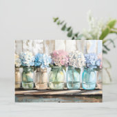  Blossom Hydrangea Mason Jars Feestdagenkaart (Staand voorkant)
