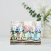 Blossom Hydrangea Mason Jars Feestdagenkaart (Staand voorkant)