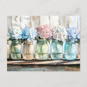 Blossom Hydrangea Mason Jars Feestdagenkaart