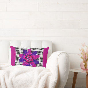 Blossom in roze en Paars op zwart-wit Kussen