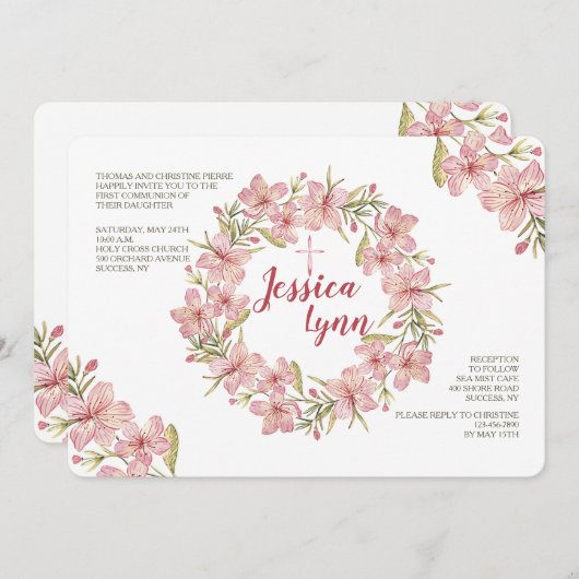 Blossom Krans uitnodiging (Voorkant / Achterkant)