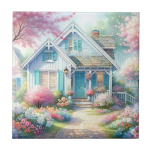 Blossom Lane Blauwe Cottage Tuin Tegeltje