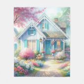 Blossom Lane Blue Cottage Garden Fleece Deken (Voorkant)