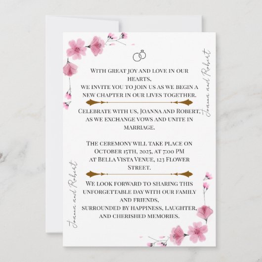 Blossom Love Wedding Invitation (Devant)