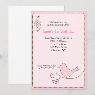 Blossom Polka Dot Rose Bird Invitation Anniversair