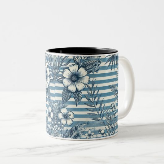 Blossom Stripes Ontwerp Koffie Mok (Voorkant rechts)