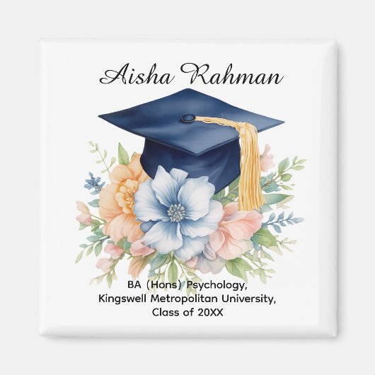 🎓Blossom & Tassel Graduation Mug Magneet (Voorkant)