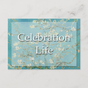 Blossom Van Gogh Celebration Funeral Announement Kaart