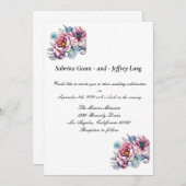 Blossomberende roze bloederige bruiloft kaart (Voorkant / Achterkant)