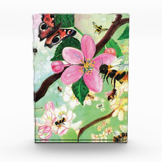 Blossomboom met bijen fotoblokken (Voorkant)