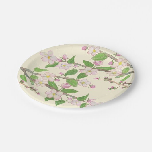 Blossoming Apple Tree Illustration Papieren Bordje (Gekanteld)