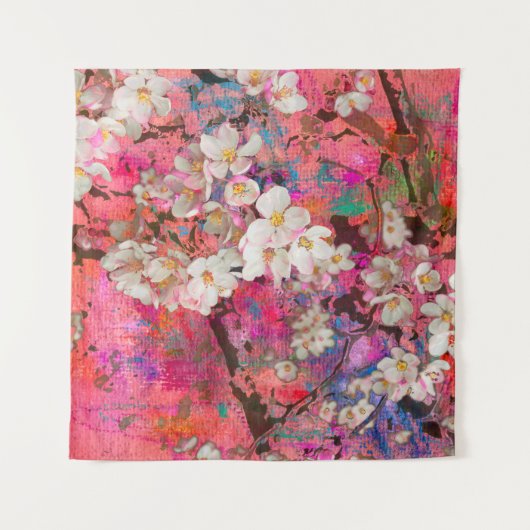 Blossoming apple tree, painting and mixed media ar wandkleed (Voorkant (horizontaal))