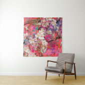 Blossoming apple tree, painting and mixed media ar wandkleed (In situ)