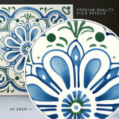 Blossoming Azure Ceramic Print Tegel Tegeltje