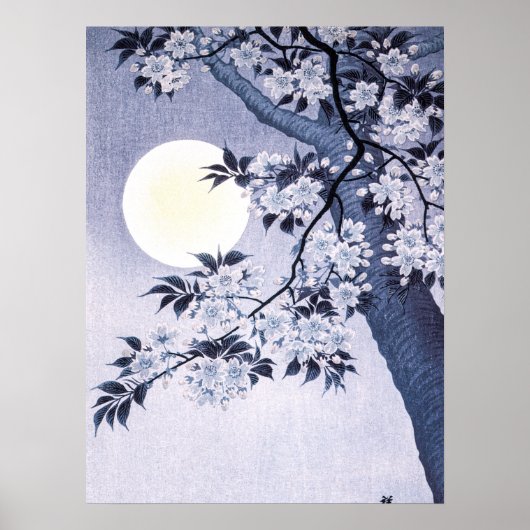 Blossoming Cherry op Moonlit Night Ohara Koson 18 Poster (Voorkant)
