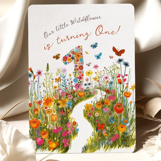Blossoming One : Floral First Birthday Invitation