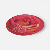 Blossoming Roos 80th Birthday Celebration Party PP Papieren Bordje (Gekanteld)