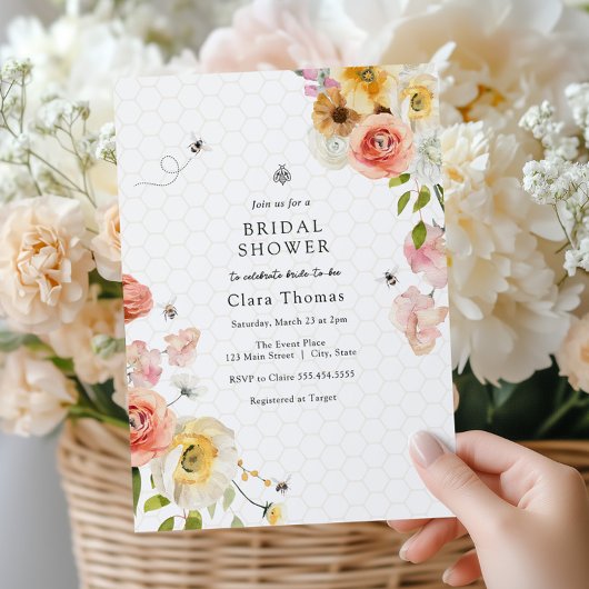 Blossoms and Honey Bee Bridal Shower Invitation