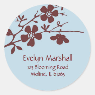 Blossoms bleus et Brown, Étiquette de adresse