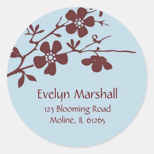 Blossoms bleus et Brown, Étiquette de adresse (Devant)