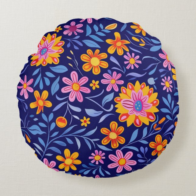 Blossoms dans la Breeze Round Coussin (Devant)
