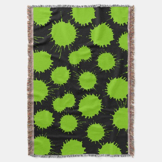 Blot Pattern - Martian Green over Black Deken (Voorkant Verticaal)