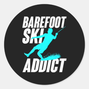 Blote voet ski verslaafde humoristische blotevoet ronde sticker