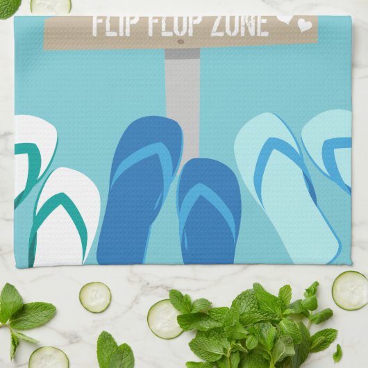 Blote voeten op het strand Thalassophile Quote Theedoek (Gevouwen)