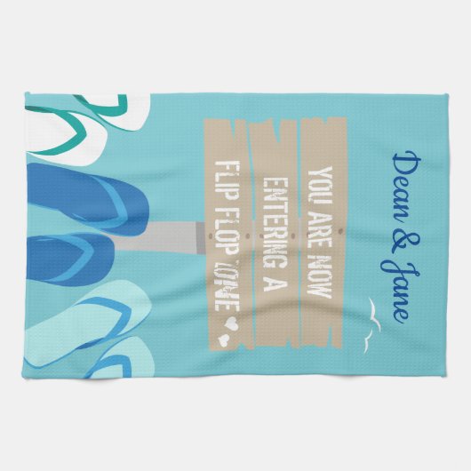 Blote voeten op het strand Thalassophile Quote Theedoek (Horizontaal)