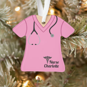 Blouse de travail d'infirmière personnalisée rose