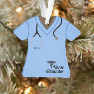 Blouse infirmière bleue personnalisée