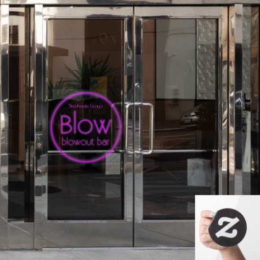 Blow Blowout Bar Voeg Jouw naam Neon Pink toe Raamsticker (Kantoordeur)