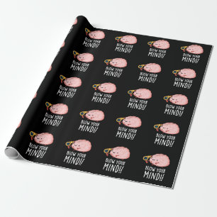 Blow je geest Funny Brain Pun Dark BG Cadeaupapier